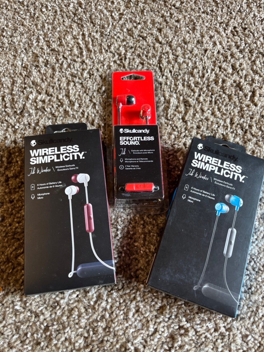 Skullcandy In-Ear Headset Bundle in Blue, Pink and Red